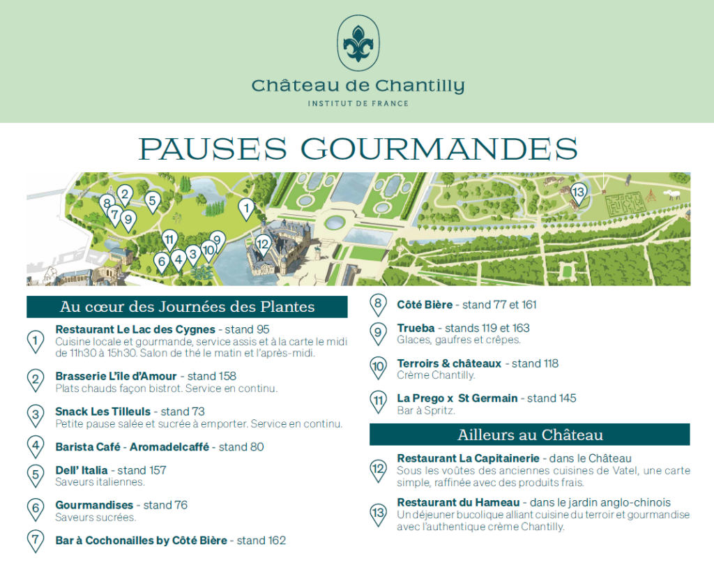 Restauration Journées des Plantes de Chantilly Mai 2024 - Pauses Gourmandes